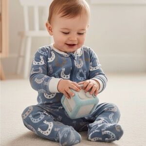 🐴 Bestaroo Horseshoe Zipper Footie Pajamas – Size 6–9 Months 💤